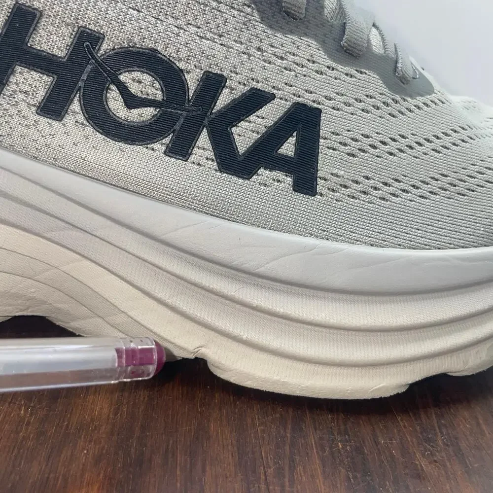 Hoka One One Men's Athletic Shoe in Light Gray and Navy